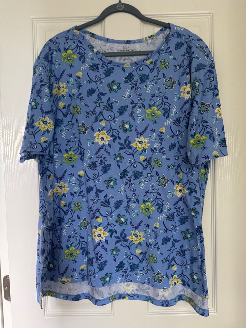 Woman Within Blue Floral Short-Sleeve Tee